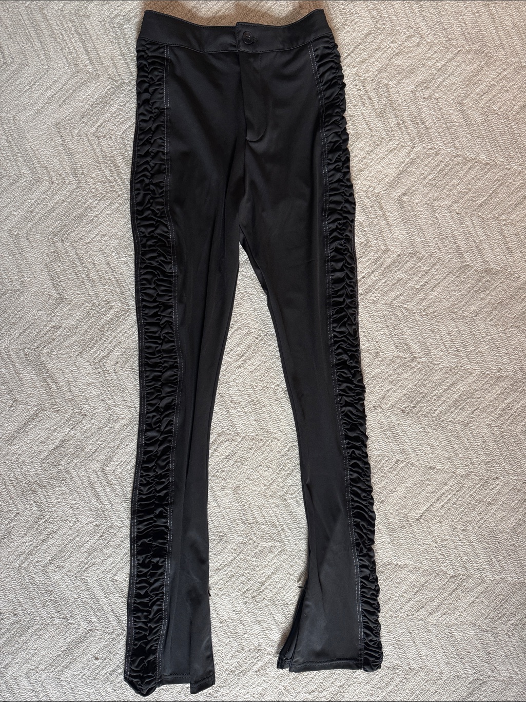 Maniere De Voir Black Stretch Pants With Side Ruching
